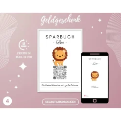 Digitales QrCode Sparbuch | Personalisiertes Geldgeschenk | Download | Verschiedene Motive