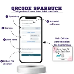 Digitales Sparbuch | Personalisiertes Geldgeschenk | QrCode Bild | Motiv Frohe Weihnachten