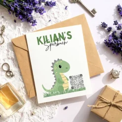 Digitales Sparbuch für Kinder – personalisierte Geschenkidee zur Geburt, Taufe, Einschulung, Kommunion | Dino