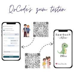 Digitales Sparbuch für Kinder – personalisierte Geschenkidee zur Geburt, Taufe, Einschulung, Kommunion | Dino