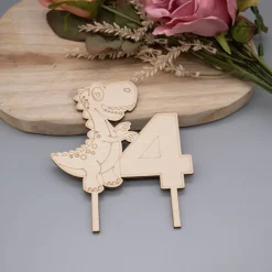 Dino Cake Topper – Zahlen 3,4,5,6 wählbar – Geburtstagstorte Dekoration – Kindergeburtstag Dinosaurier Motiv