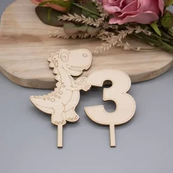 Dino Cake Topper – Zahlen 3,4,5,6 wählbar – Geburtstagstorte Dekoration – Kindergeburtstag Dinosaurier Motiv