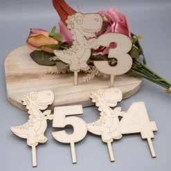 Dino Cake Topper – Zahlen 3,4,5,6 wählbar – Geburtstagstorte Dekoration – Kindergeburtstag Dinosaurier Motiv