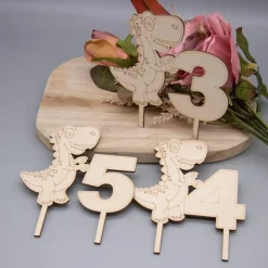 Dino Cake Topper – Zahlen 3,4,5,6 wählbar – Geburtstagstorte Dekoration – Kindergeburtstag Dinosaurier Motiv