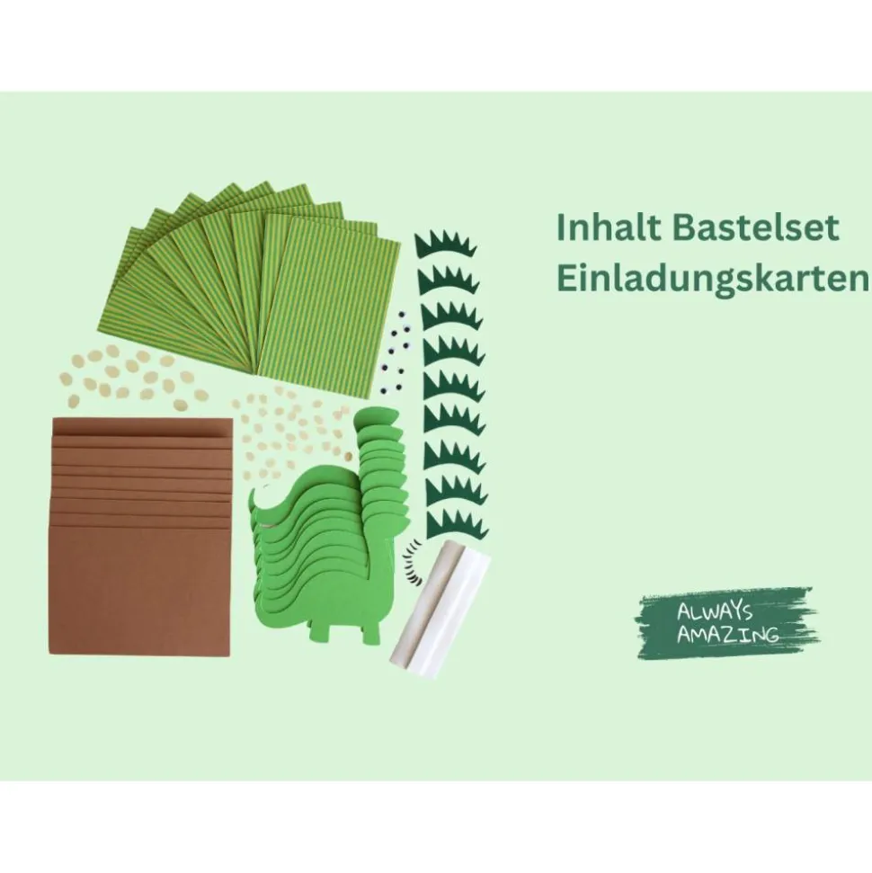 Dino Kindergeburtstag Bastelbox | Dino Girlande | Dino Deko Geburtstag | Dino Einladungskarten