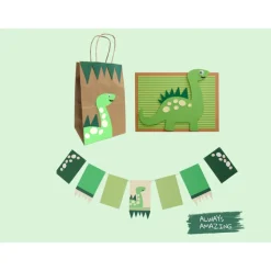 Dino Kindergeburtstag Bastelbox | Dino Girlande | Dino Deko Geburtstag | Dino Einladungskarten