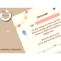 Dino Urkunde für Dinoparty - Einzigartige Mitgebsel für den Kindergeburtstag als digitaler Download