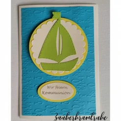 DIY - Karte Einladung Kommunion Mit Gott in einem Boot