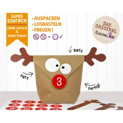 DIY Adventskalender Elch Rentier - DAS ORIGINAL zum selber Basteln und Befüllen - Bastelset