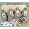 DIY Advetskalender mit Leinensäckchen, Aufkleber, Anhänger, Holzklammern