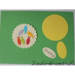 DIY Bastelset  - Einladung zur Kommunion mit Fischen in den Farben des Regenbogen selber basteln