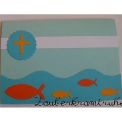 DIY Bastelset Einladung Taufe Kommunion Konfirmation Fische im Meer