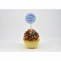 DIY Cupcake-Topper Personalisiert Happy Birthday blau mit Name