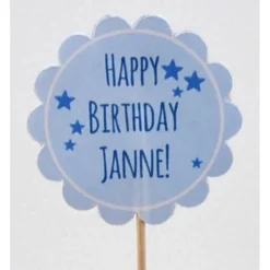 DIY Cupcake-Topper Personalisiert Happy Birthday blau mit Name
