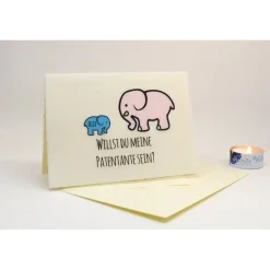 DIY Karte mit Elefant Willst du meine Patentante werden? Willst du mein Patenonkel werden? personalisiert