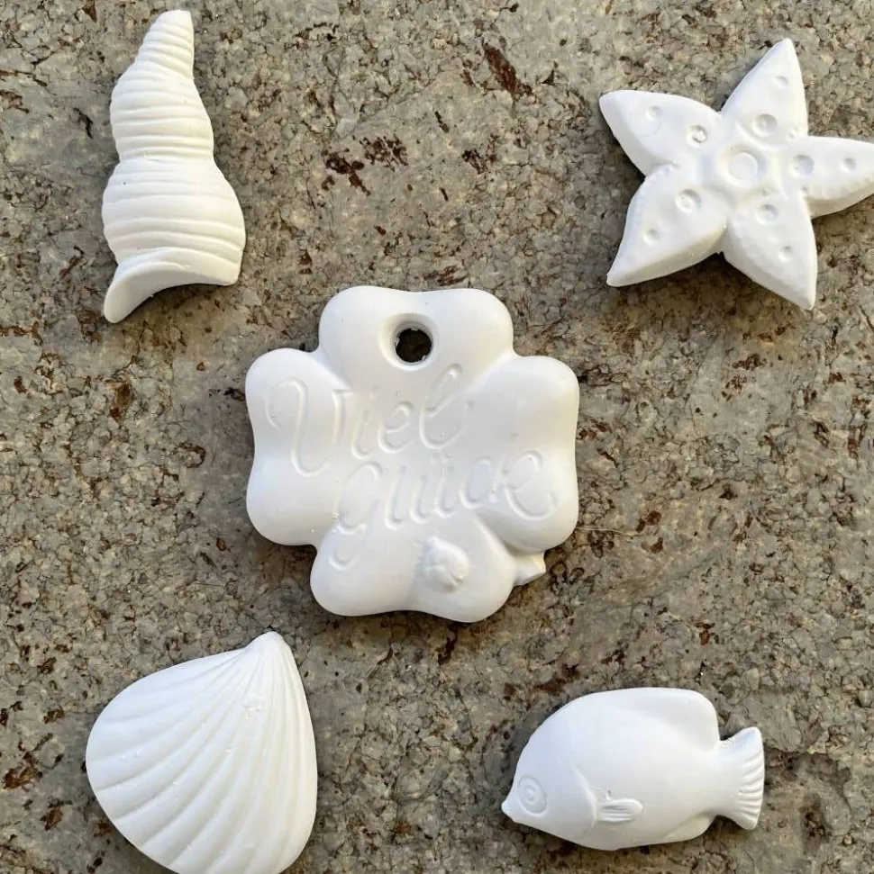 DIY Kindergeburtstag MalSet- 5 Rohlinge zum selber Bemalen - inklusive Farben, 1 Pinsel und Tüte zum mitgeben