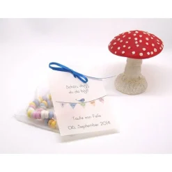 DIY Set Gastgeschenk personalisiert Taufe Kommunion Firmung Konfirmation Bat Mizwa bunte Wimpelkette mit Organzabeutel u
