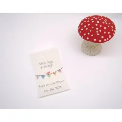 DIY Set Gastgeschenk personalisiert Taufe Kommunion Firmung Konfirmation Bat Mizwa bunte Wimpelkette mit Organzabeutel u