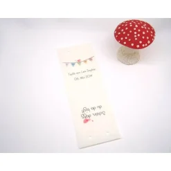 DIY Set Gastgeschenk Schild Banderole Organzabeutel personalisiert mit bunter Wimpelkette für Taufe Kommunion Konfirmati