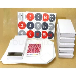 DIY SET, Tüten Schachteln Aufkleber Sticker Twine rot weiß, Adventskalender selber Befüllen, Weihnachten