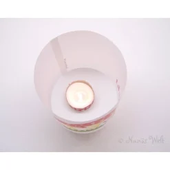 DIY Taufe Windlicht mit rosa Faltboot personalisiert mit Namen