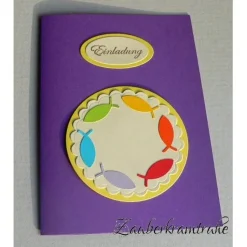 DIY-Einladungen Regenbogenfische für Konfirmation, Taufe oder Kommunion