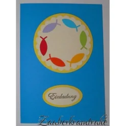 DIY-Set Regenbogenfische im Kreis - 10 Einladungen für Taufe, Kommunion, Konfirmation Regenbogen Fische Bastelset Karte Einladung