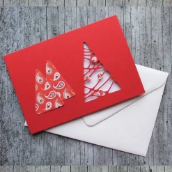 3D-Klappkarte **Roter Baum** von ZWEIFARBIG mit Kuvert Weihnachtswünsche Frohe Weihnachten Grußkarte