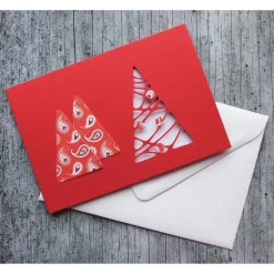 3D-Klappkarte **Roter Baum** von ZWEIFARBIG mit Kuvert Weihnachtswünsche Frohe Weihnachten Grußkarte
