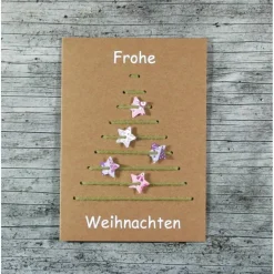 3D-Klappkarte **STICKBaum2** von ZWEIFARBIG Kraftpapier Weihnachtswünsche Frohe Weihnachten Grußkarte Baum