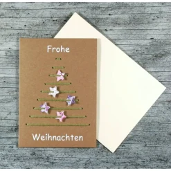 3D-Klappkarte **STICKBaum2** von ZWEIFARBIG Kraftpapier Weihnachtswünsche Frohe Weihnachten Grußkarte Baum