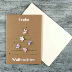3D-Klappkarte **STICKBaum2** von ZWEIFARBIG Kraftpapier Weihnachtswünsche Frohe Weihnachten Grußkarte Baum