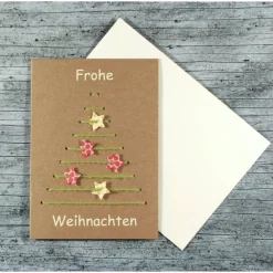 3D-Klappkarte **STICKBaum1** von ZWEIFARBIG Kraftpapier Weihnachtswünsche Frohe Weihnachten Grußkarte Baum