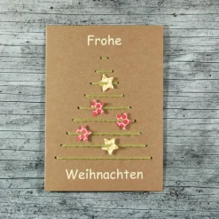 3D-Klappkarte **STICKBaum1** von ZWEIFARBIG Kraftpapier Weihnachtswünsche Frohe Weihnachten Grußkarte Baum