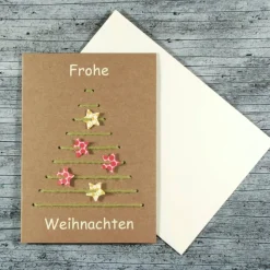 3D-Klappkarte **STICKBaum1** von ZWEIFARBIG Kraftpapier Weihnachtswünsche Frohe Weihnachten Grußkarte Baum