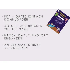 Drachen und Ritter Kindergeburtstags-Urkunde - Digitale PDF-Datei - Gastgeschenke Kindergeburtstag