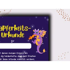 Drachen und Ritter Kindergeburtstags-Urkunde - Digitale PDF-Datei - Gastgeschenke Kindergeburtstag