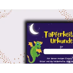 Drachen und Ritter Kindergeburtstags-Urkunde - Digitale PDF-Datei - Gastgeschenke Kindergeburtstag