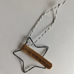 Drahtanhänger, Draht-Sterne mit Fähnchenspruchband Frohes Fest & Schöne Weihnachtszeit