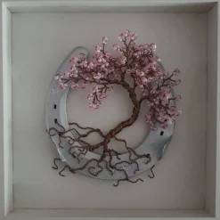Drahtbaum als Kirschblütenbaum im Bonsai Look mit Hufeisen/ Geschenk zur Hochzeit, Geburt & Taufe/ Wunsch Anfertigung