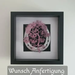 Drahtbaum im Bonsai Look mit Hufeisen/ Geschenk zur Hochzeit, Geburt & Taufe/ Erinnerungsbaum Wunsch Anfertigung