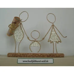 Drahtfigur "Familie" für Geld-Geschenk, personalisierbar mit Wunschtext, als Geschenk z.B. für Geburt / Taufe, ca. 19 cm
