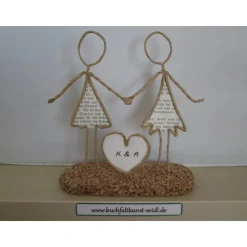 Drahtfigur "lesbisches Paar mit Herz", personalisierbar, als Geschenk für Hochzeit/ Geburtstag/ Jahrestag, ca. 15 cm