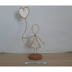 Drahtfigur mit Herzballon, personalisierbar, als Geschenk für Geburtstag/Valentinstag/Jahrestag/Weihnachten, ca. 20 cm