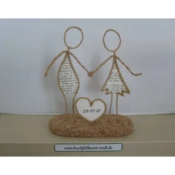 Drahtfigur "Paar mit Herz", personalisierbar, Geschenk für Hochzeit / Hochzeitstag / Jahrestag / Geburtstag, ca.15 cm