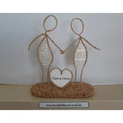 Drahtfigur "schwules Paar mit Herz", personalisierbar, Geschenk für Hochzeit/ Geburtstag/ Jahrestag/ Weihnachten, 15cm