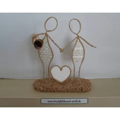 Drahtfigur "schwules Paar mit Herz" als Geldgeschenk, z.B. zur Hochzeit, personalisierbar mit Wunschtext, ca. 15 cm hoch