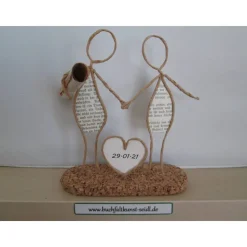 Drahtfigur "schwules Paar mit Herz" als Geldgeschenk, z.B. zur Hochzeit, personalisierbar mit Wunschtext, ca. 15 cm hoch