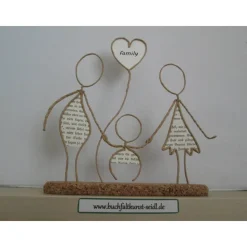 Drahtfiguren "Familie", als Geschenk für Geburt / Taufe oder als Deko, personalisierbar mit Wunschtext, 19cm