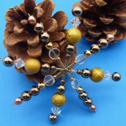 Drahtstern, Perlenstern, gold bronze crystal, Weihnachtssterne, Weihnachten, Advent, Deko, Anhänger,